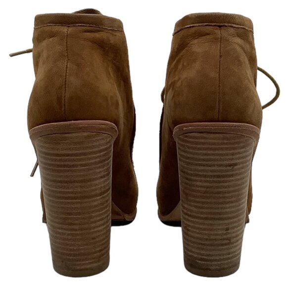DOLCE VITA Women's 9 Jada Moc Toe Heeled Booties Ankle Boots Nubuck Leather Tan - Picture 5 of 9